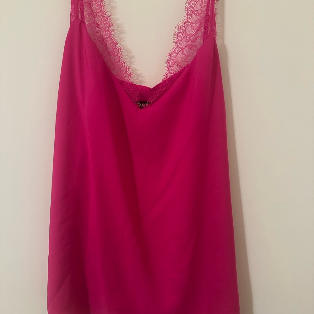 Pink Lace Trim Sleeveless Blouse